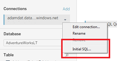 Tableau Initial SQL