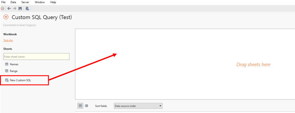 Tableau New Custom SQL